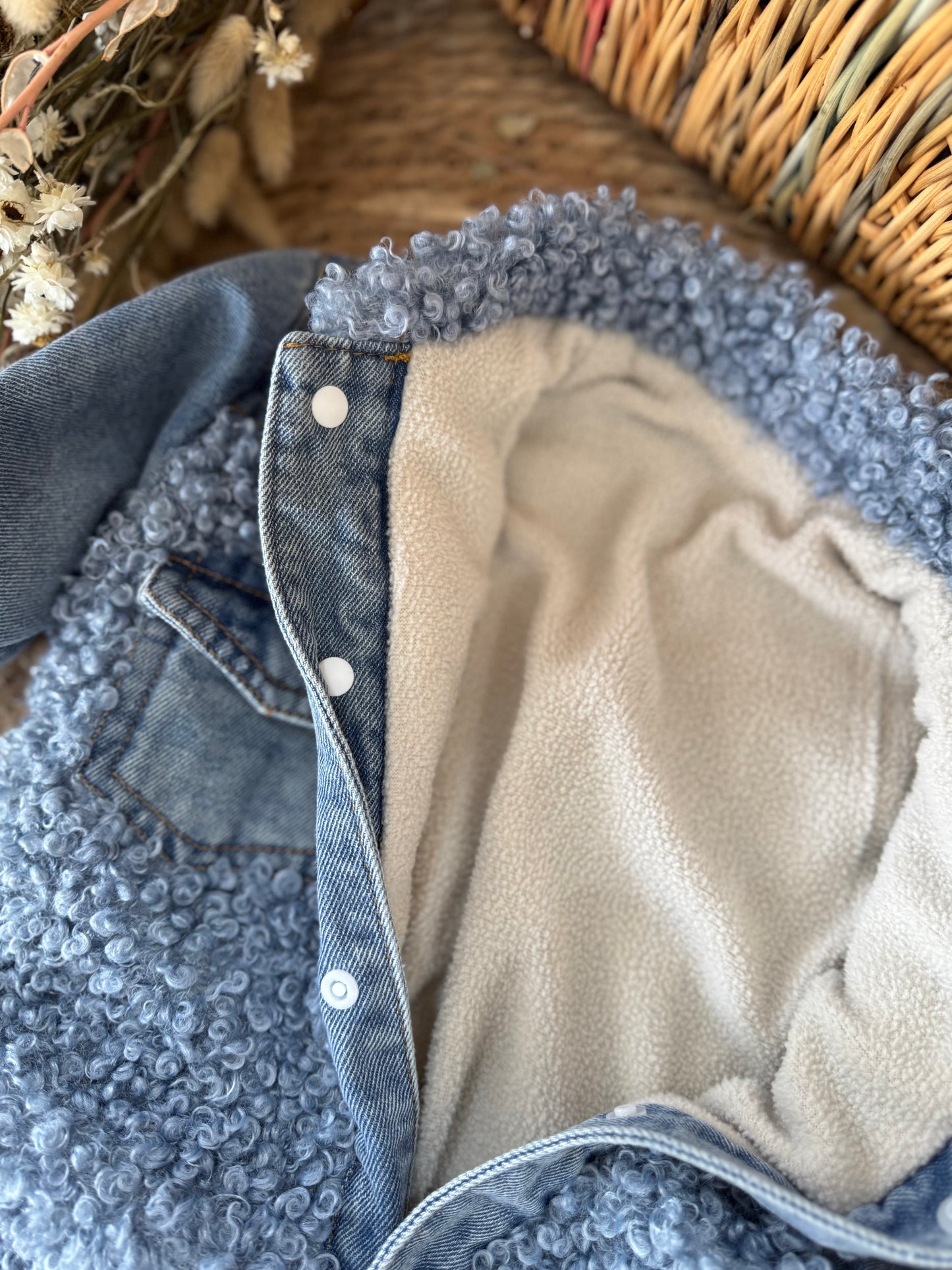 Cozy Denim Sherpa Baby jumpsuit