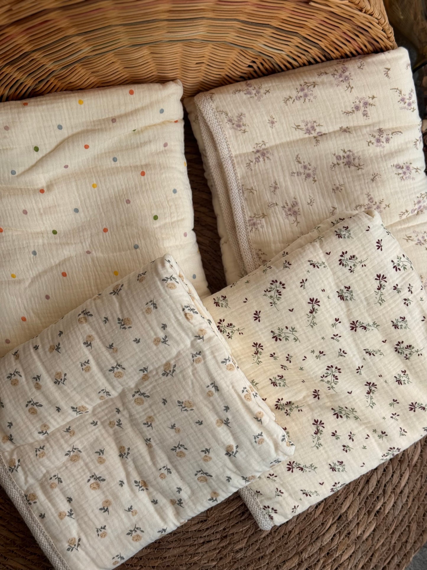 Little Bloom Linen Baby Blanket Fleece Inside