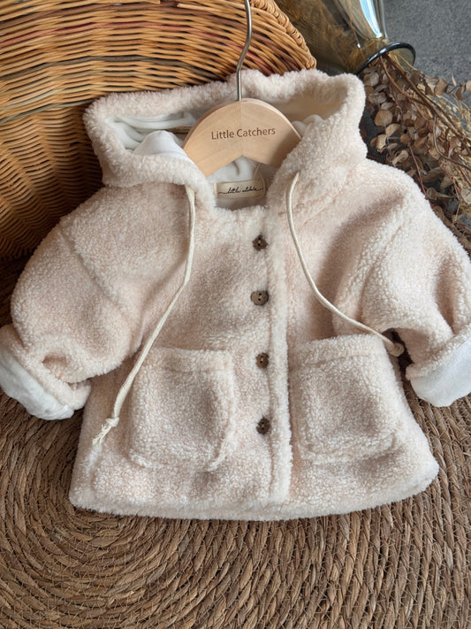Cozy Teddy Baby Hooded Jacket – Offwhite