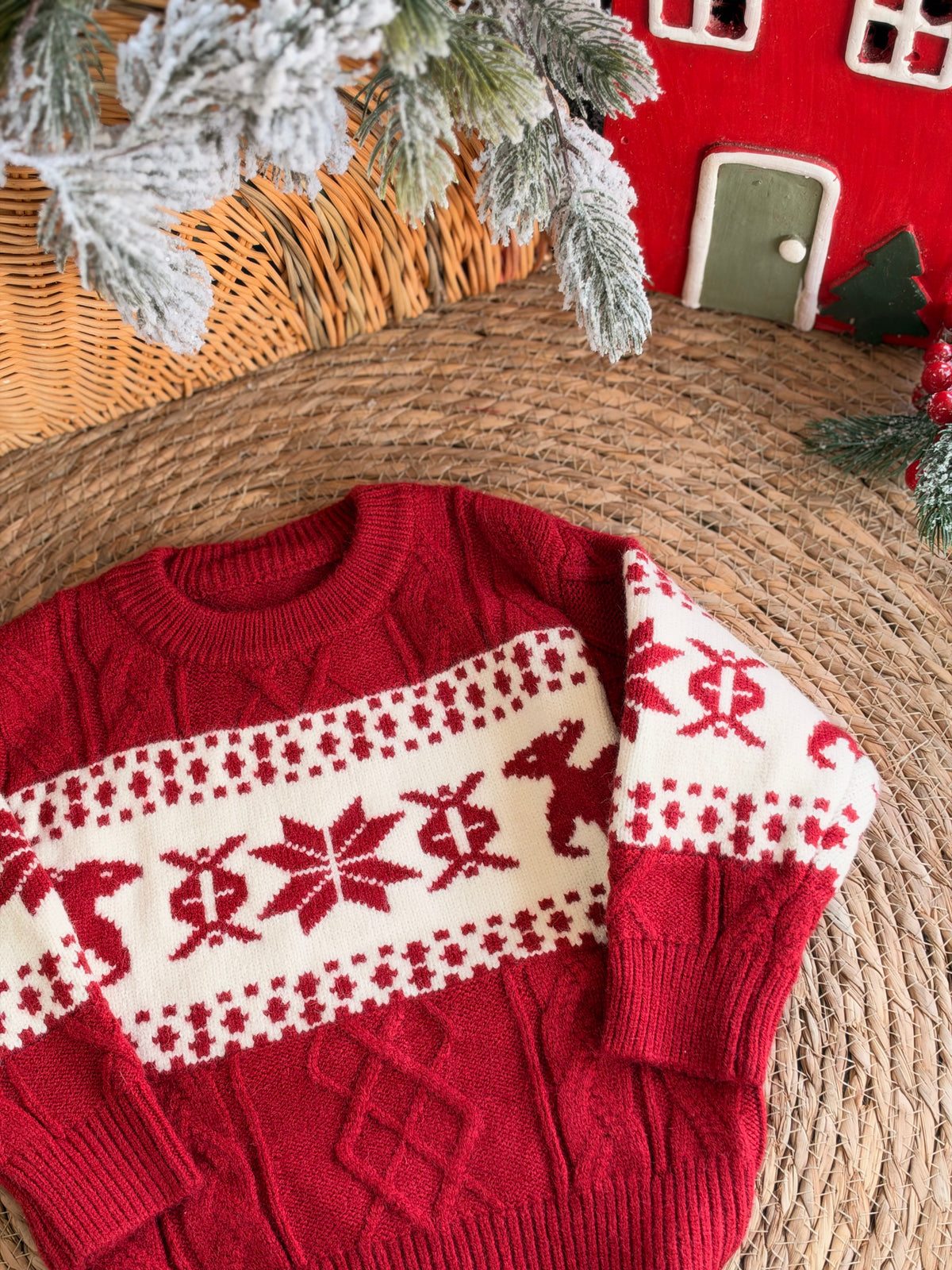 Snowflake Sweater-Burgendy