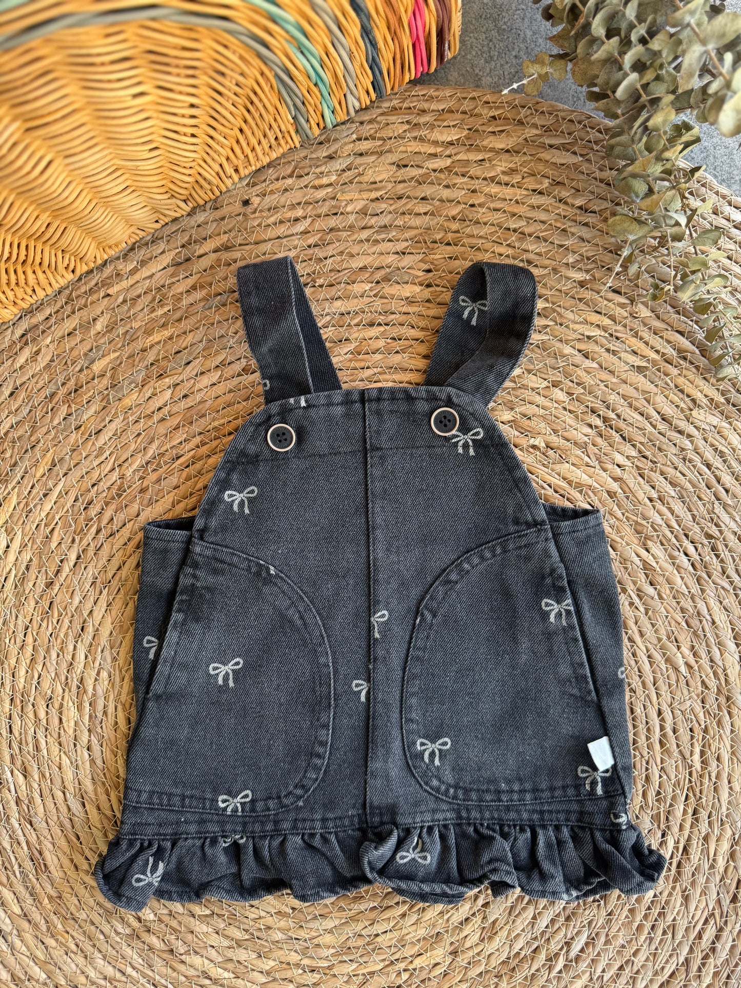 Bow Denim Dress Dungaree