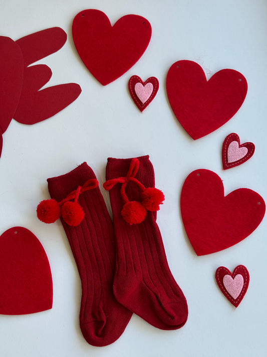 Pompom Socks - Red