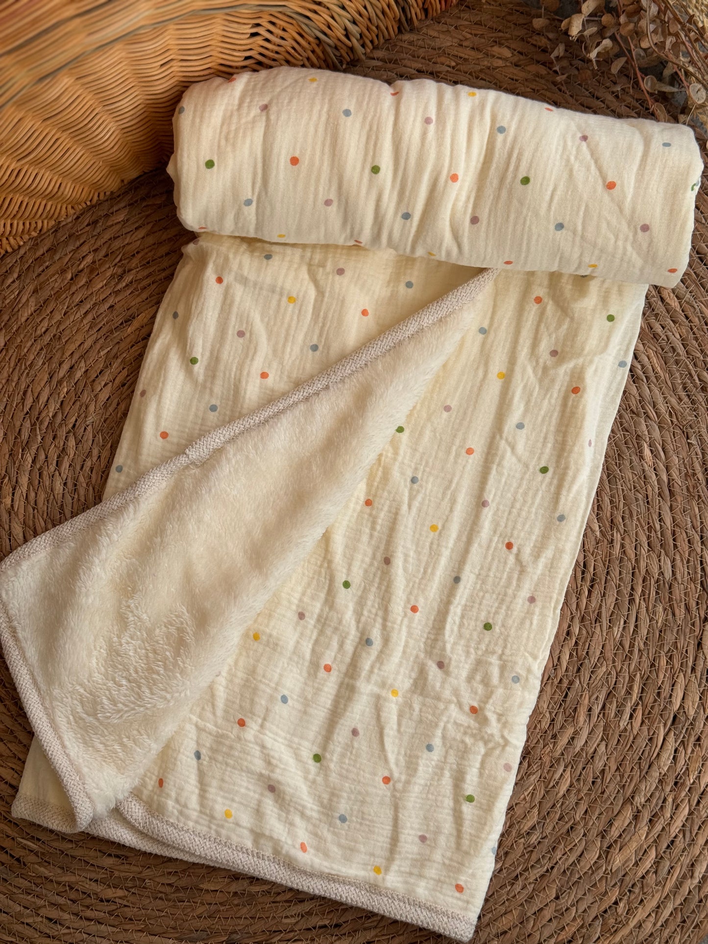 Little Bloom Linen Baby Blanket Fleece Inside