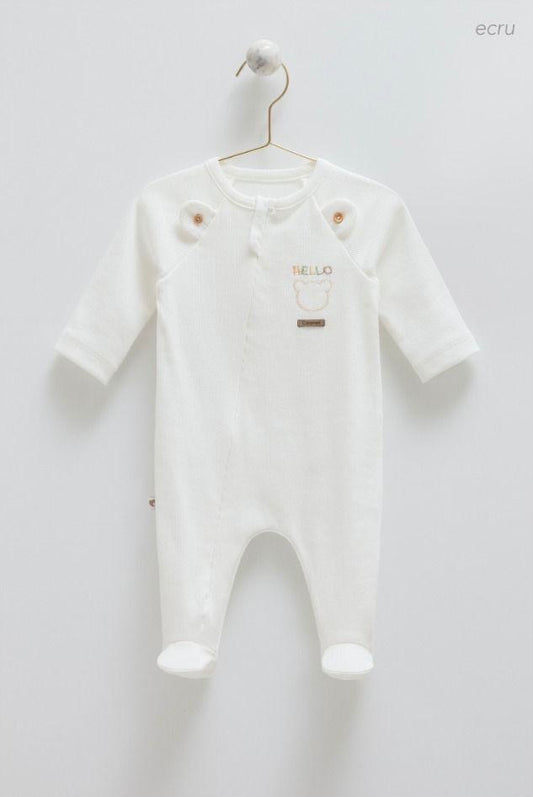 Hello Bear Overall-White