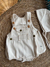 Load image into Gallery viewer, Denim Romper With Hat-Beige
