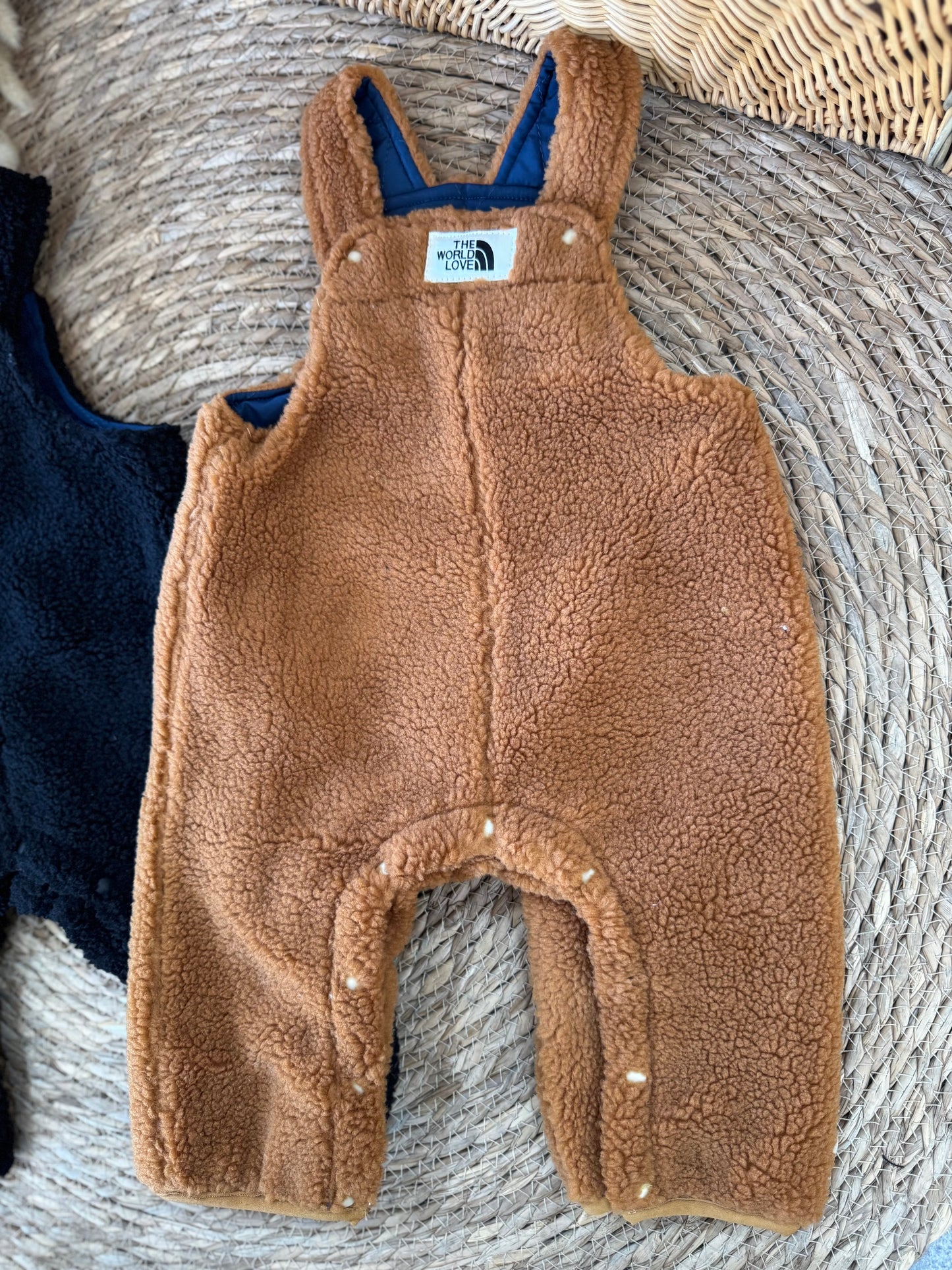 Baby Sherpa Fleece Romper – Black & Brown