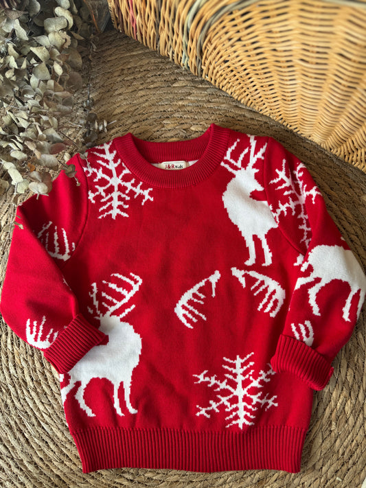 Reindeer Snowflake Knit Sweater – Holiday Edition