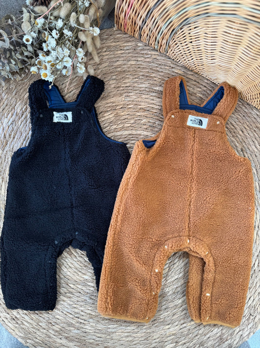 Baby Sherpa Fleece Romper – Black & Brown
