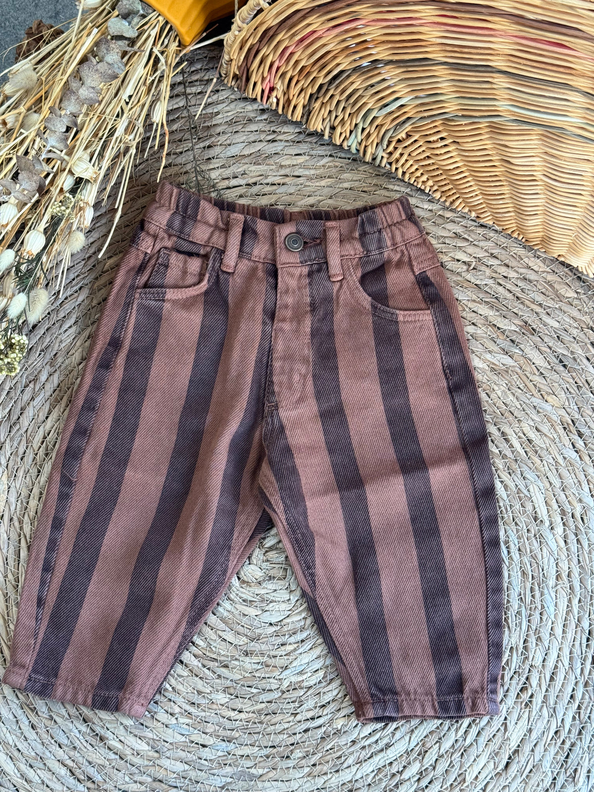 Striped Pants-Brown