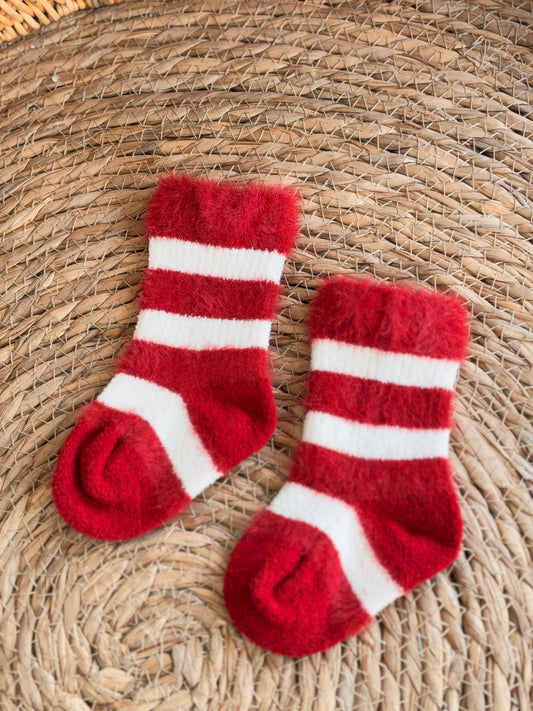 Candy Cane Fuzzy Socks