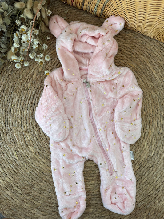 Pink Starry Bear Baby Onesie