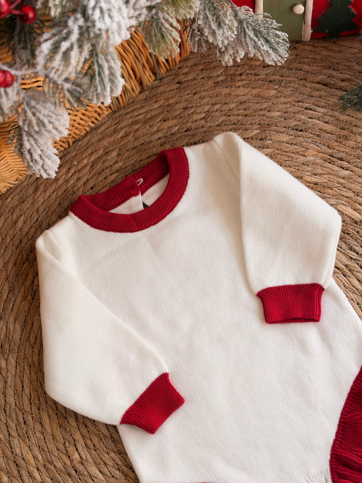 White & Red Ruffle Romper