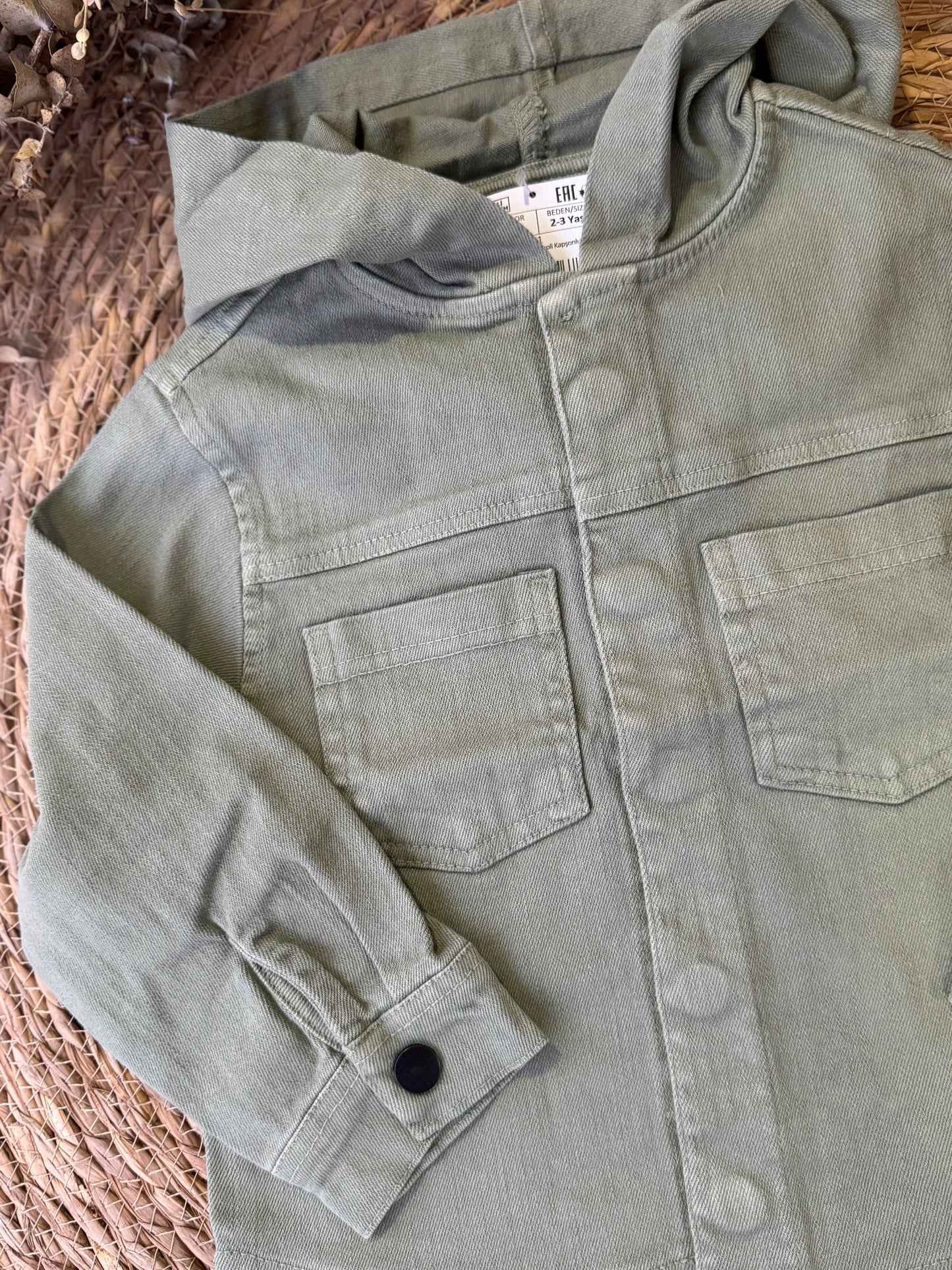 Olive Green Hooded Shirt Jacket