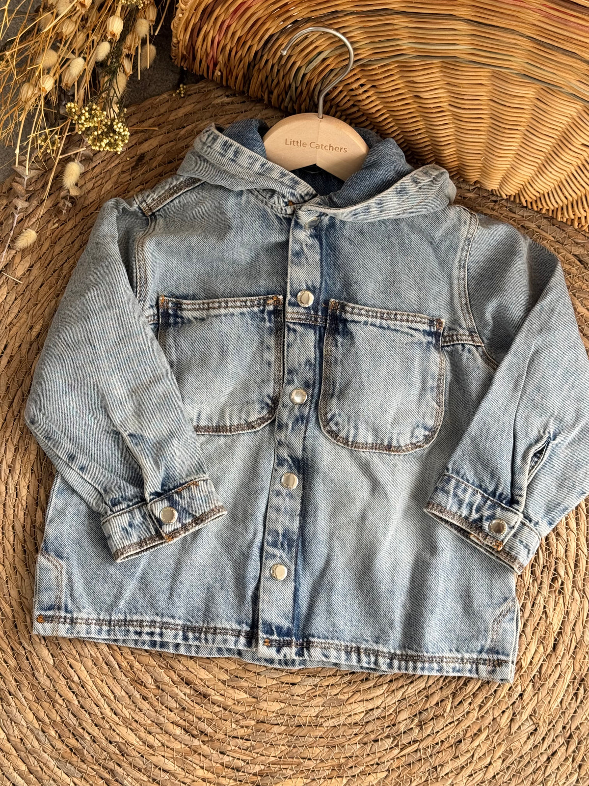 Denim Hooded Buttom-Up Shirt