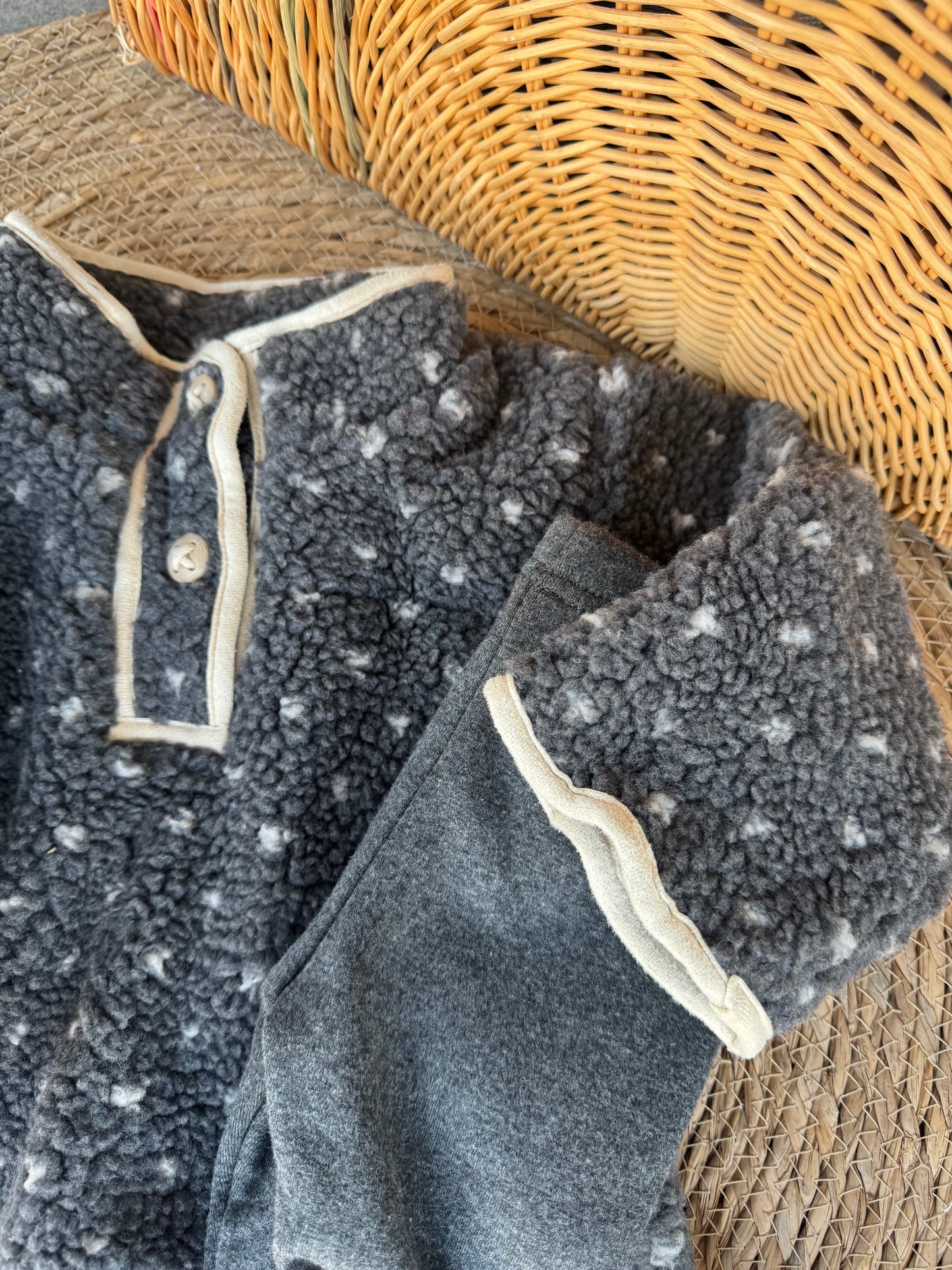 Winter Cozy Fleece Set – Charcoal Snow
