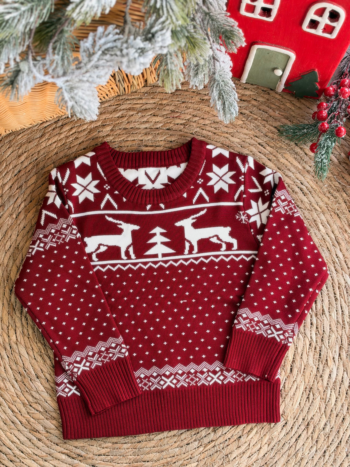 Burgundy Reindeer Christmas Sweater