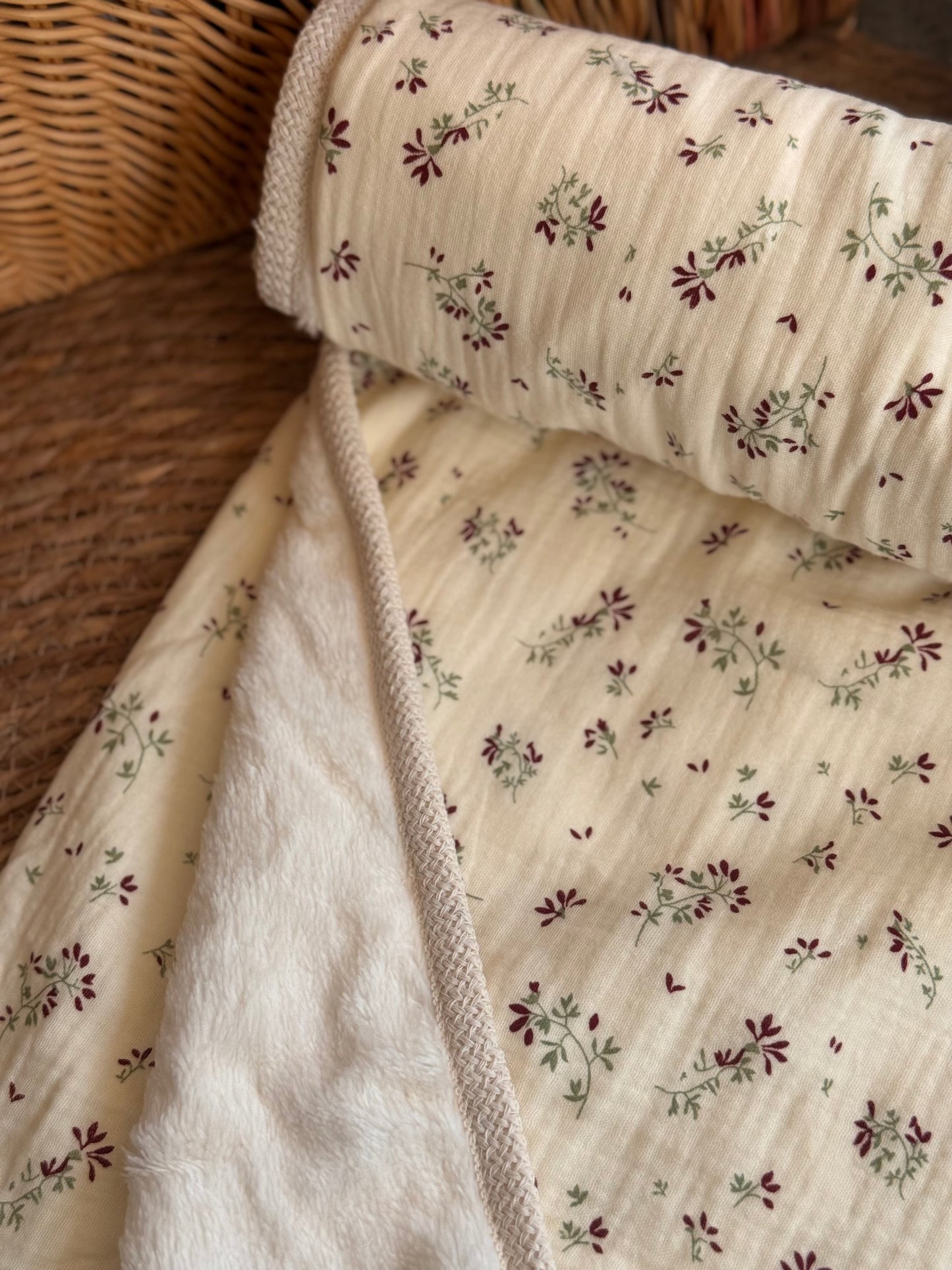 Little Bloom Linen Baby Blanket Fleece Inside