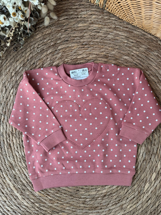 Polka Dots Heart Cotton Sweater