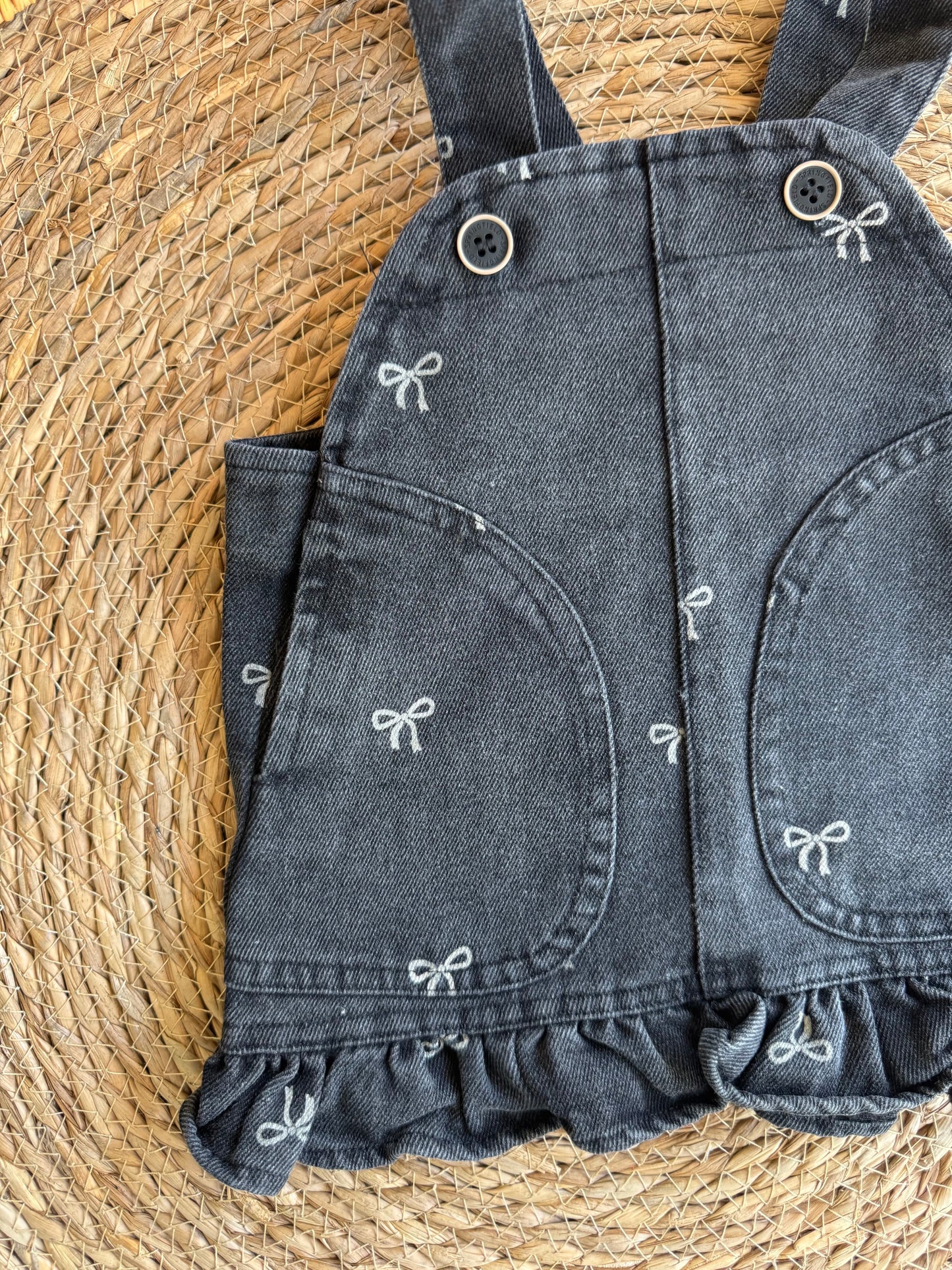 Bow Denim Dress Dungaree