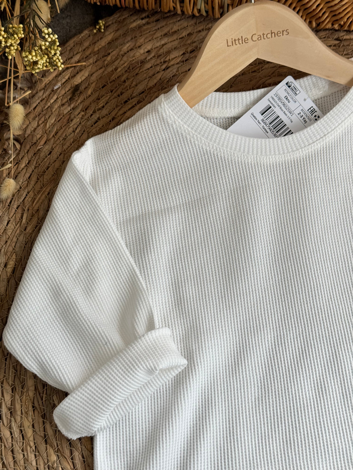 Ribbed White Long-Sleeve Top