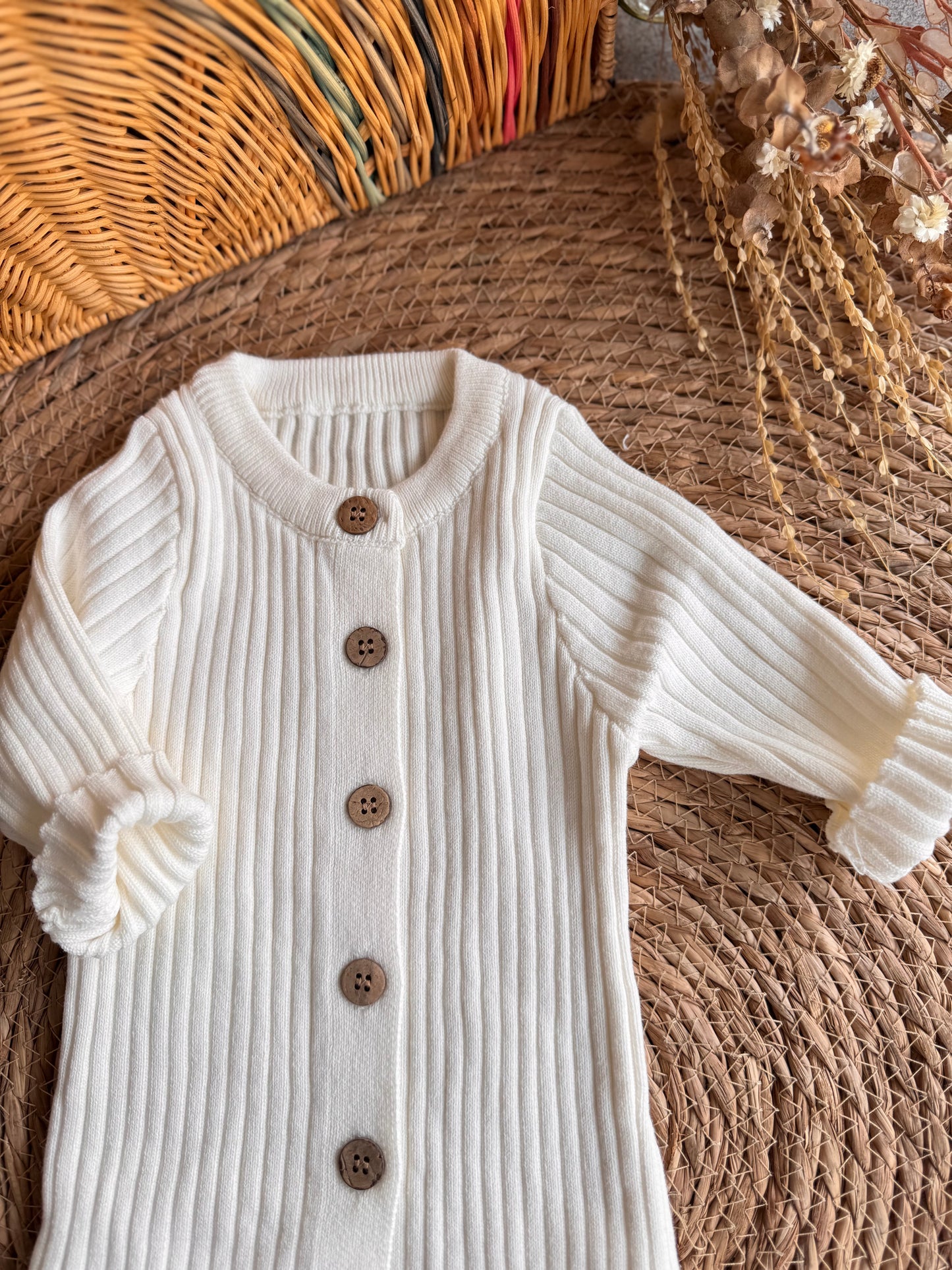 Pure Knit Baby Onesie-White