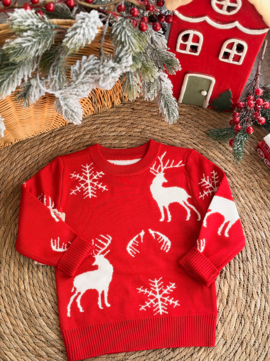 Red Christmas Reindeer Sweater