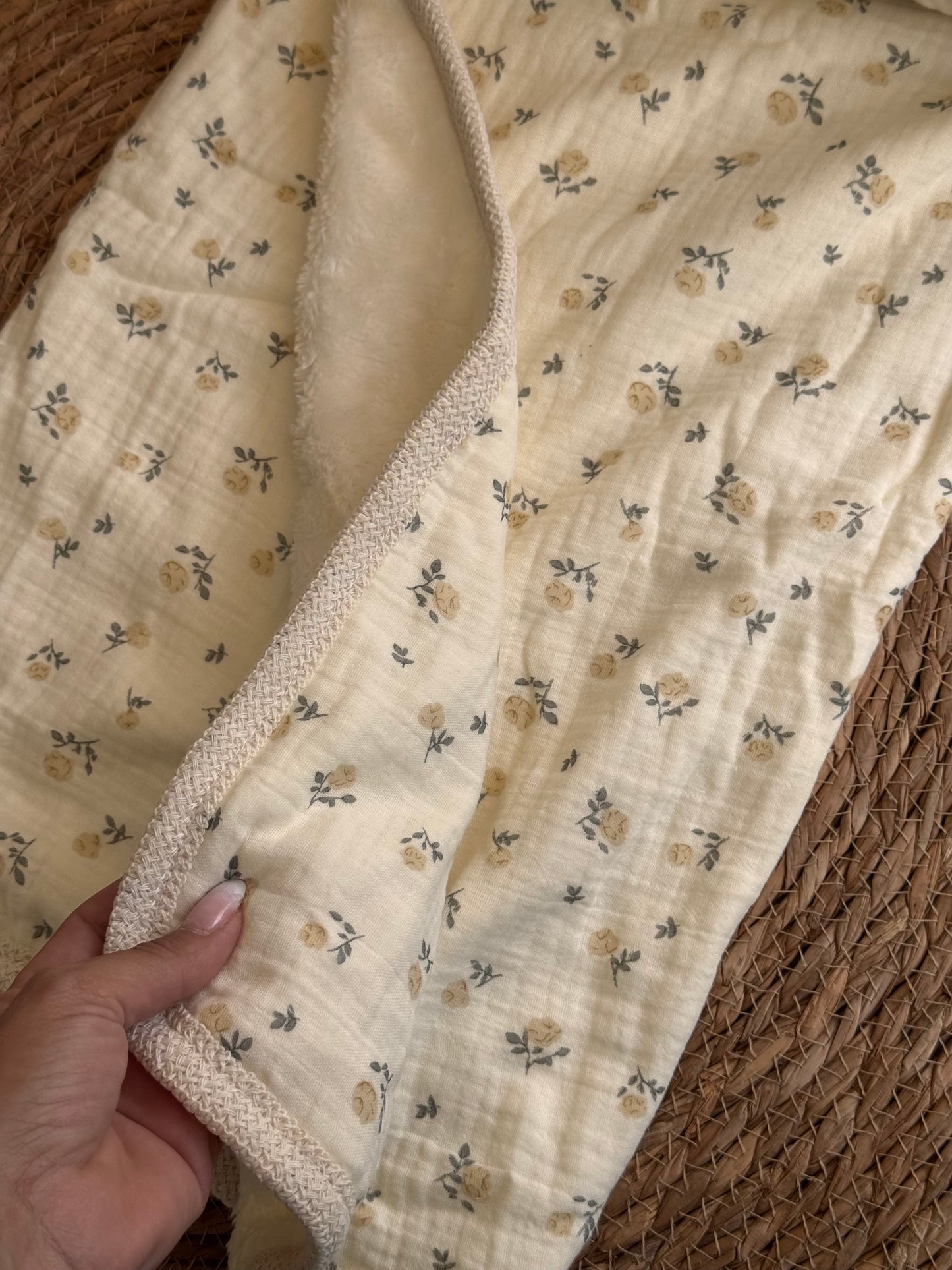 Little Bloom Linen Baby Blanket Fleece Inside