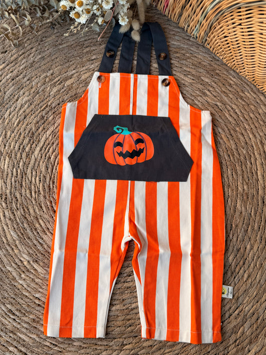Baby Halloween Pumpkin Romper – Orange & White Stripes