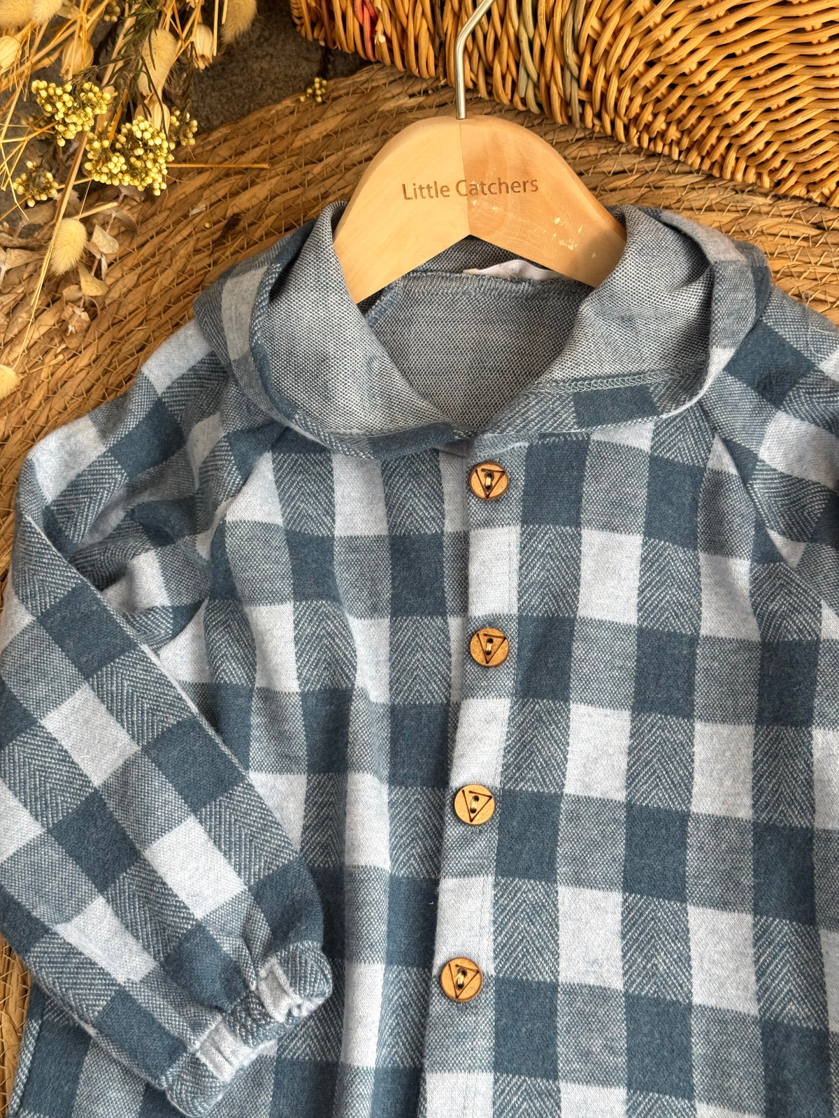 Blue & Grey Classic Plaid Button-Up Shirt