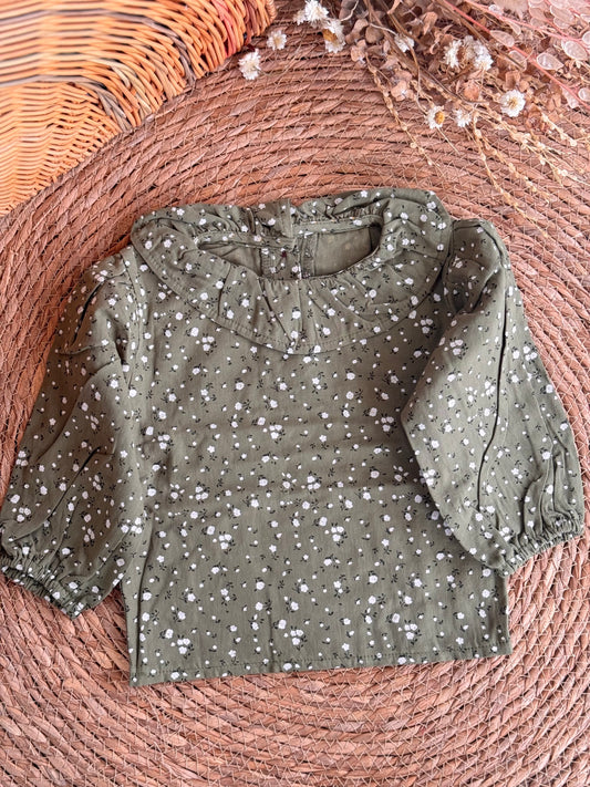 Meadow Ruffle Blouse-Olive