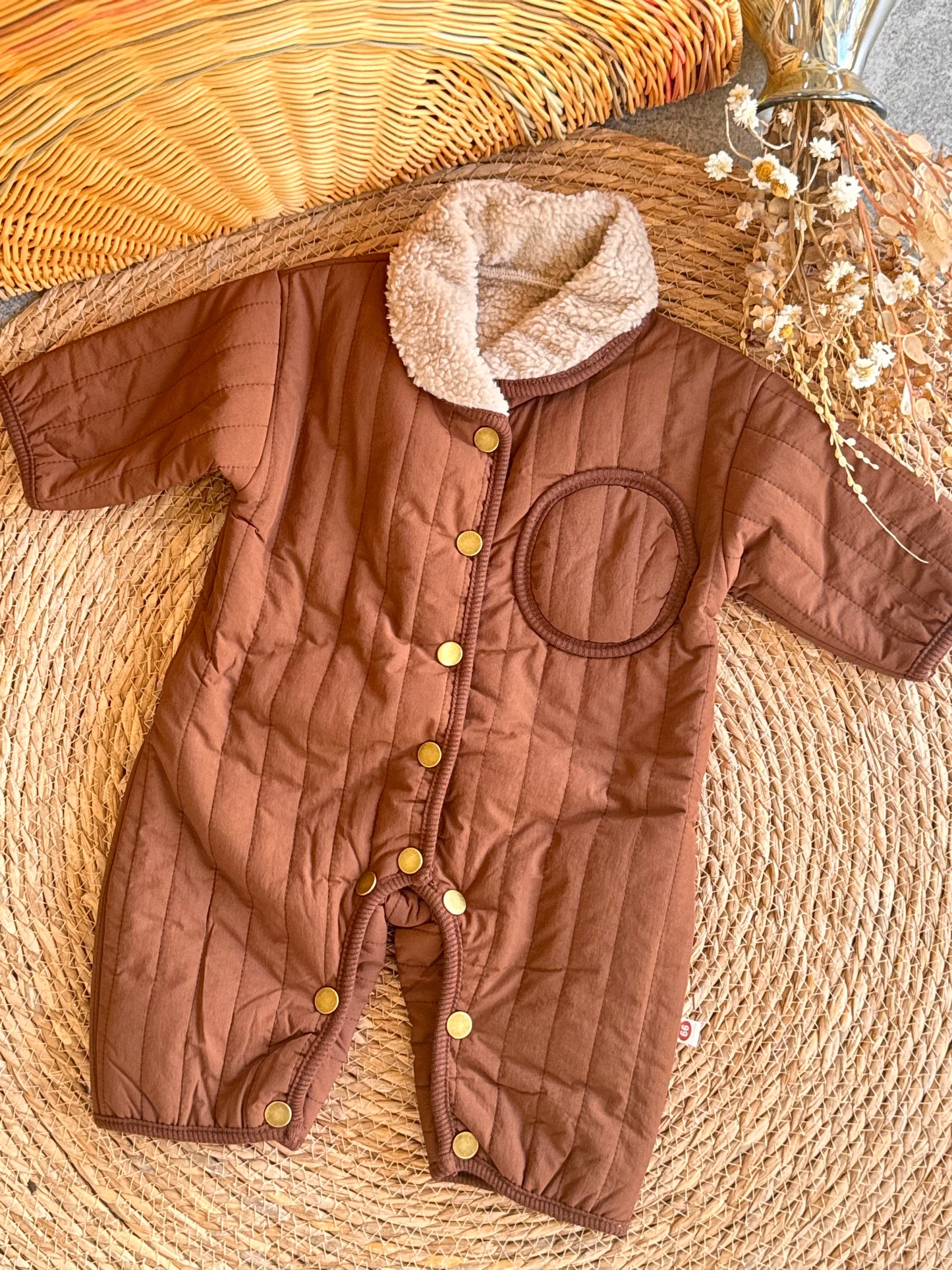 Brown Sherpa Jumpsuit