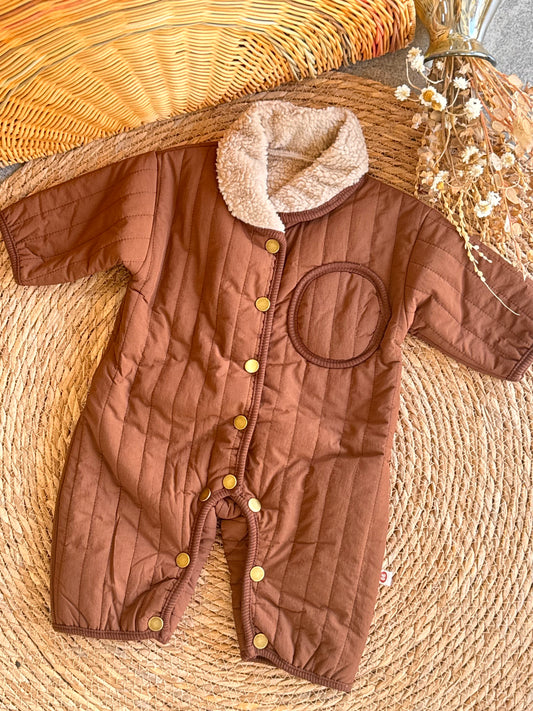 Brown Sherpa Jumpsuit