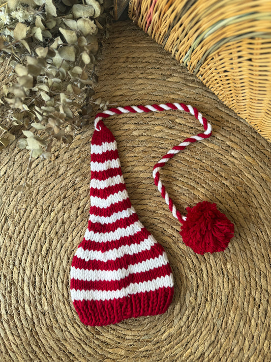 Candy Cane Knit Hat – Holiday Pom Edition