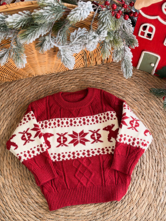 Snowflake Sweater-Burgendy