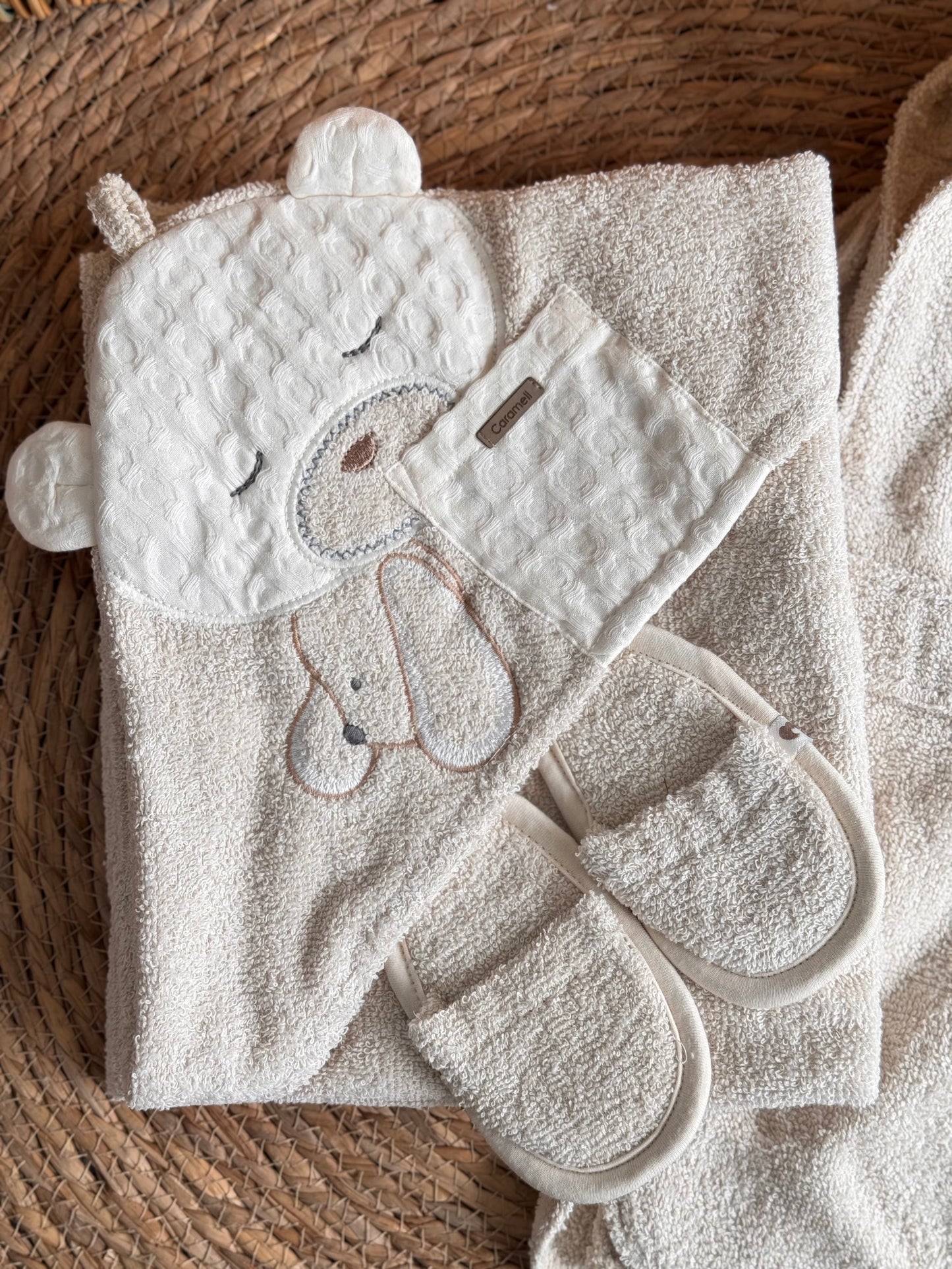 Sleepy Bear Baby Bath Set-Beige