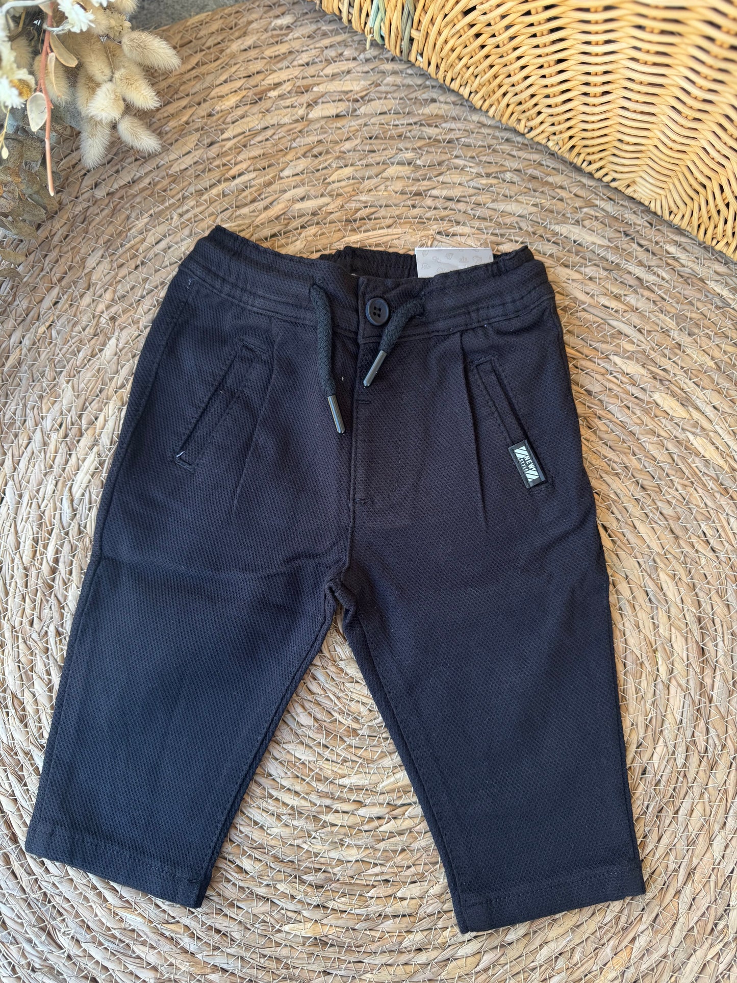 Textured Black Jogger Pants