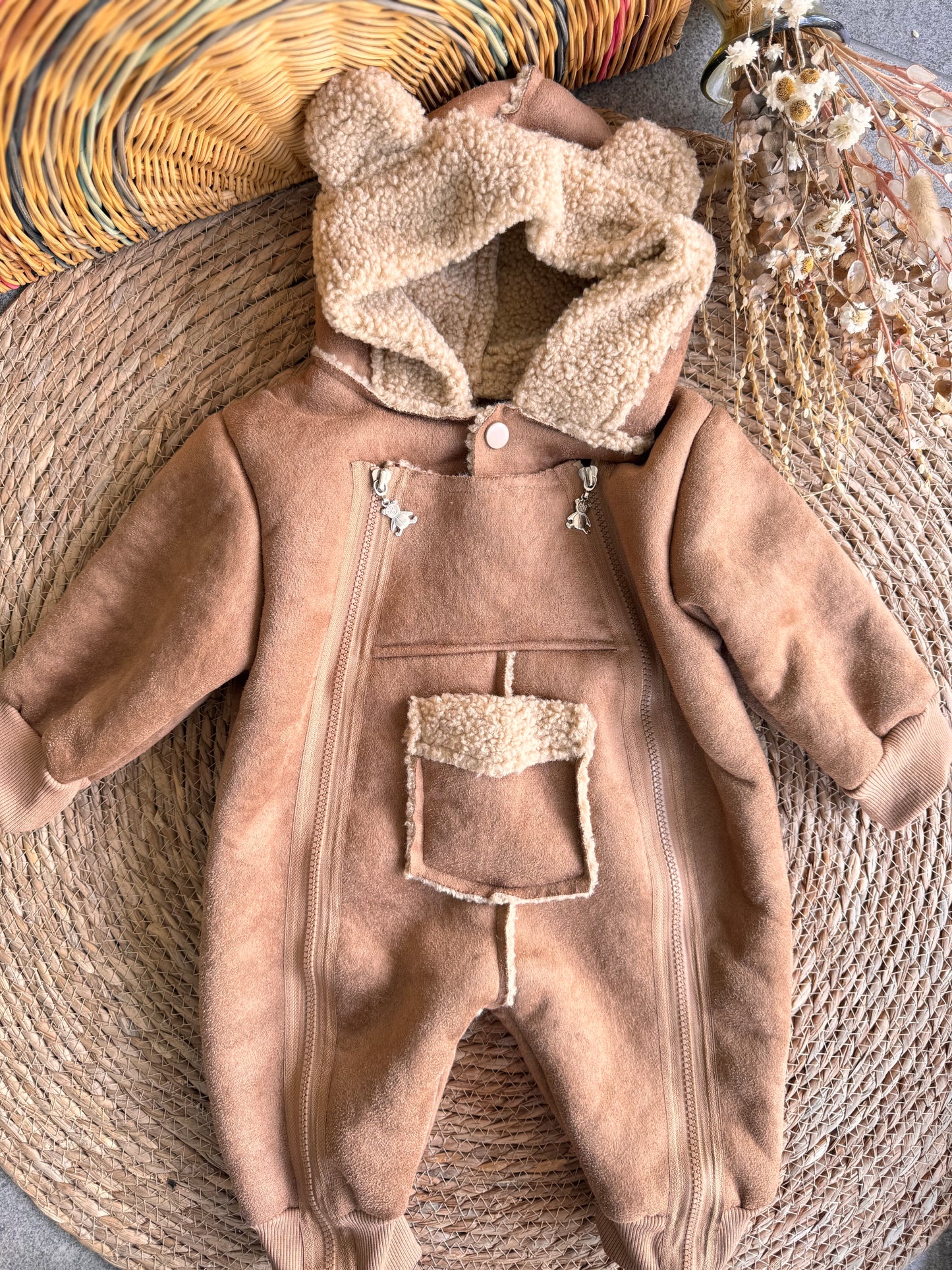 SnowBear Hooded Baby Suit-Havane