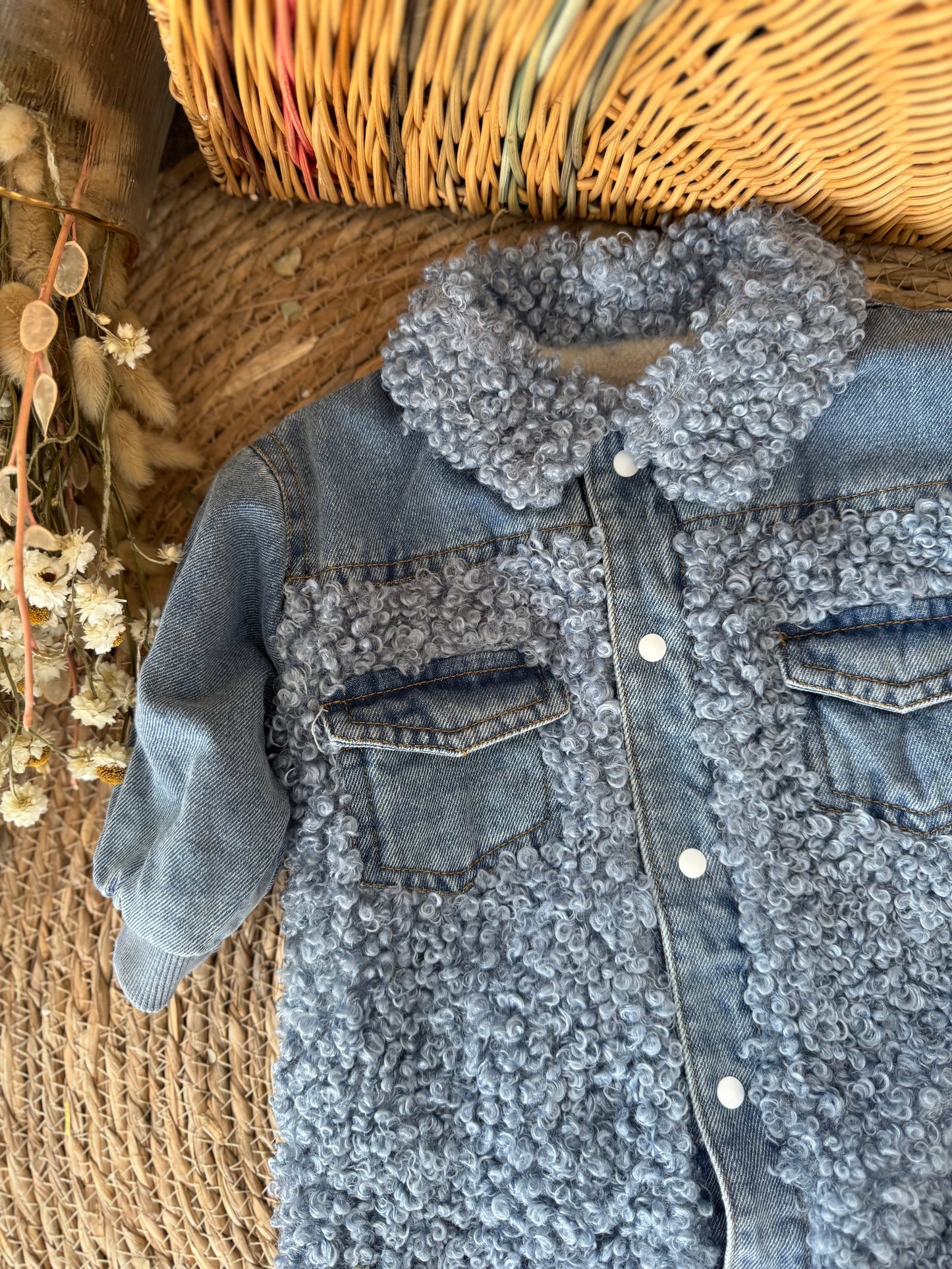 Cozy Denim Sherpa Baby jumpsuit