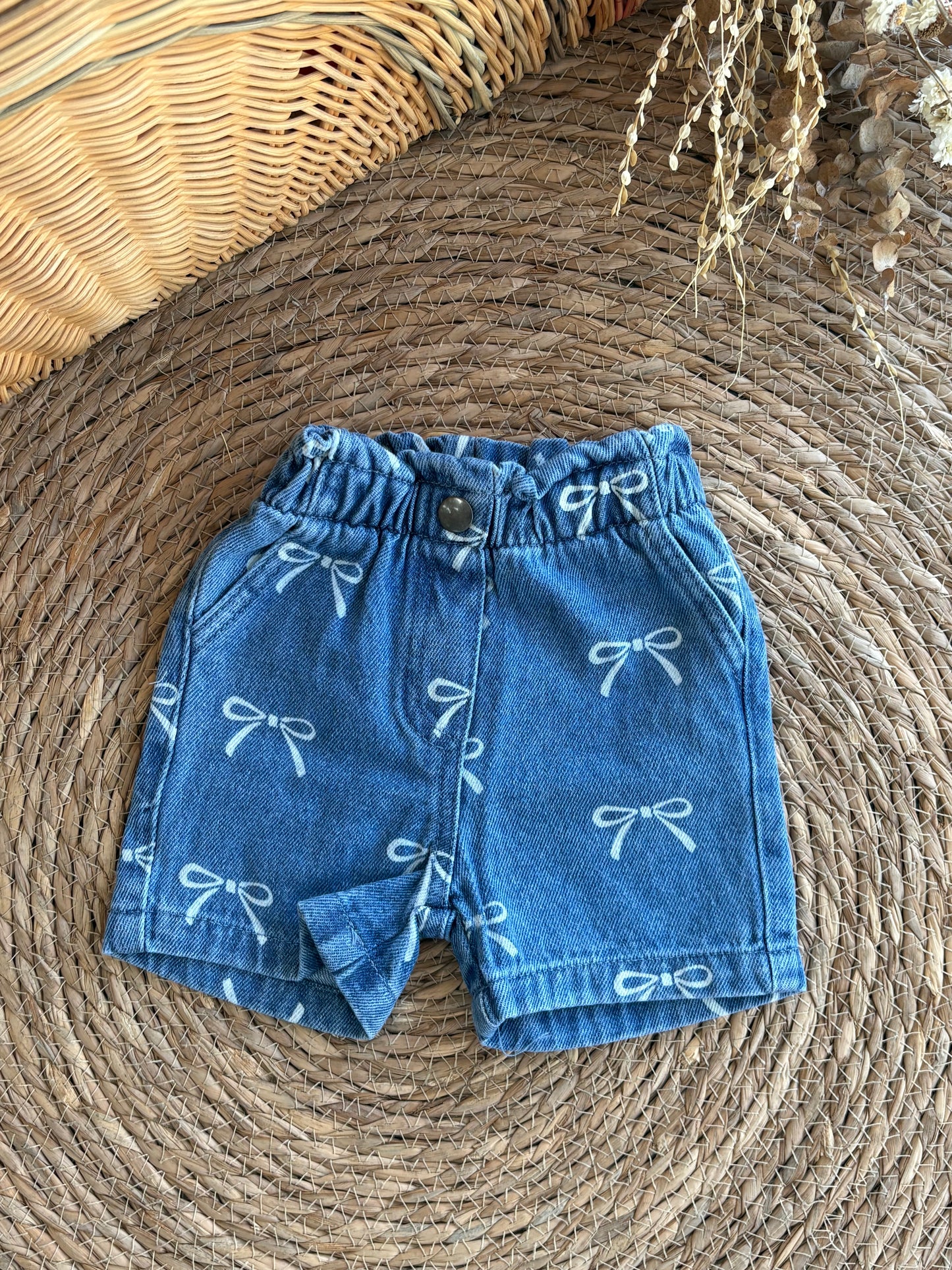 Little Bow Denim Shorts