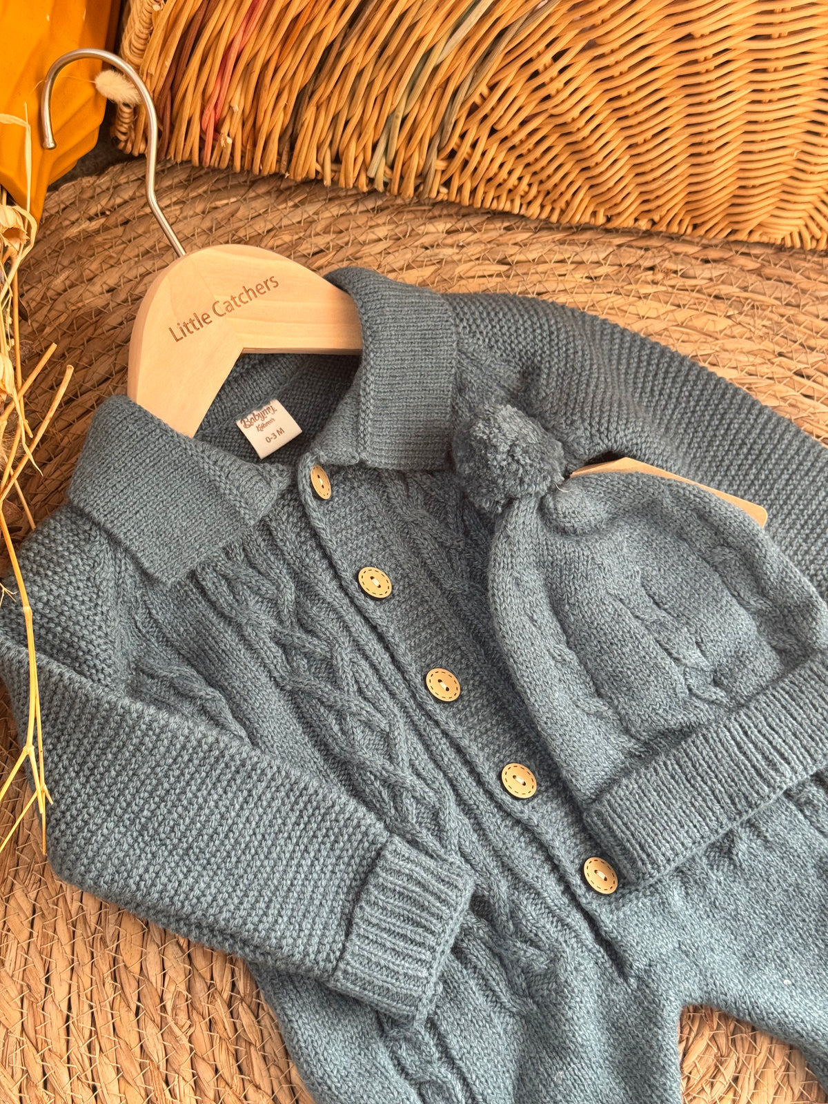 Knitted Overall With Hat - Petrol