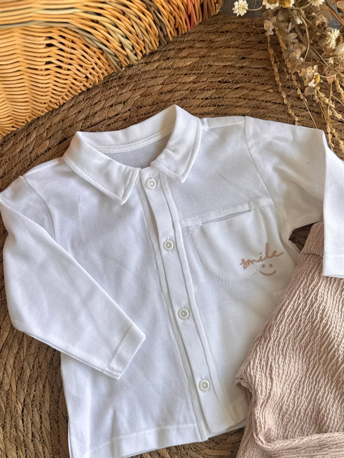 The "Smile" Pocket Shirt & Textured Trouser Set