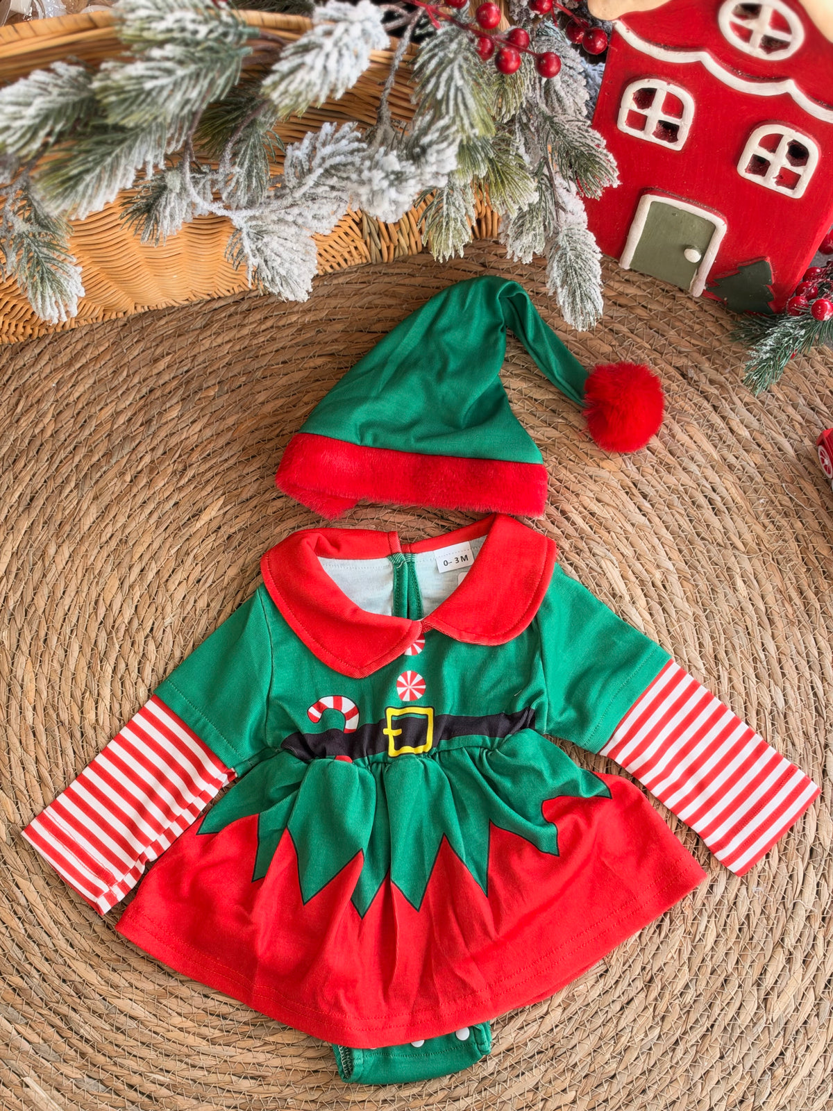 Christmas Elf Dress & Hat Set