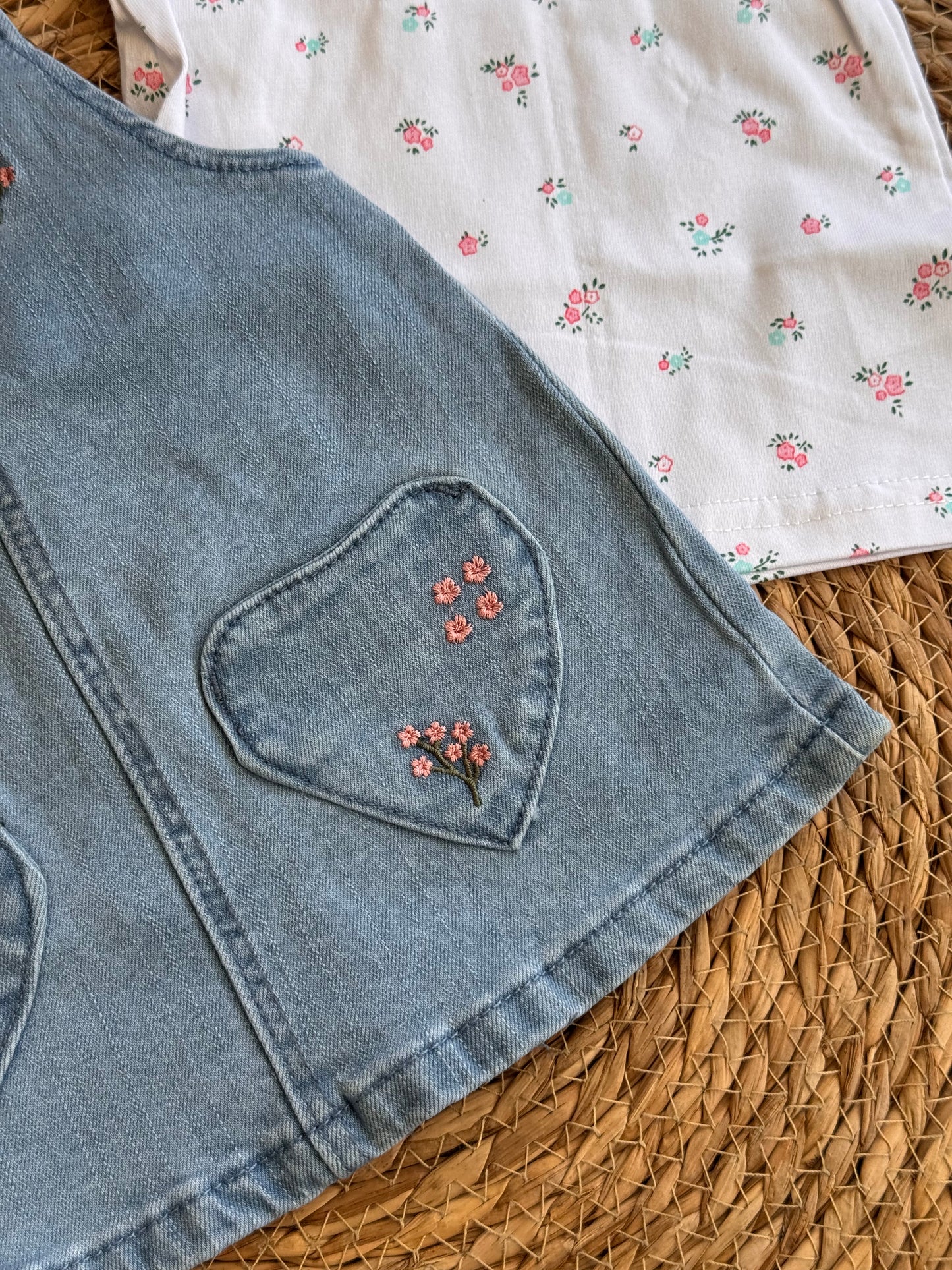 Little Blossom Denim Dress Set