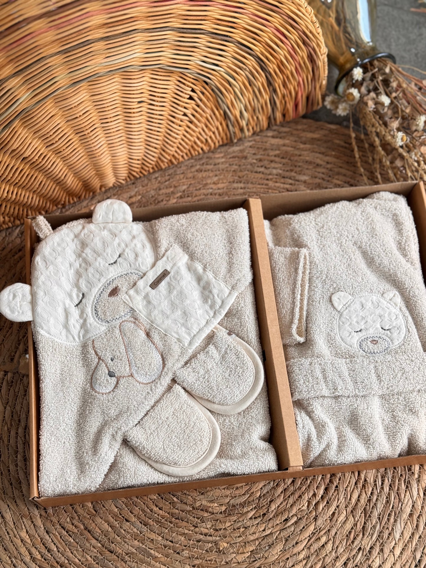 Sleepy Bear Baby Bath Set-Beige