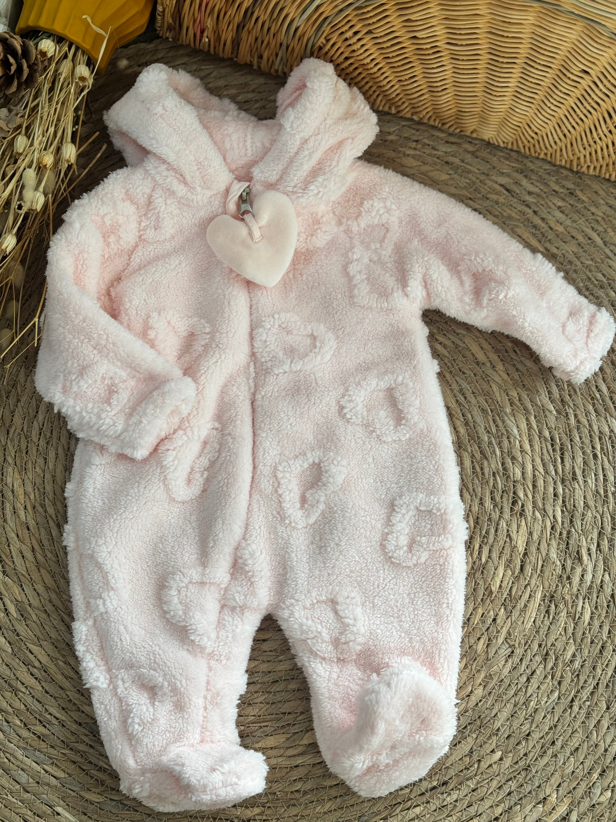 Heart fleece Overall-Pink