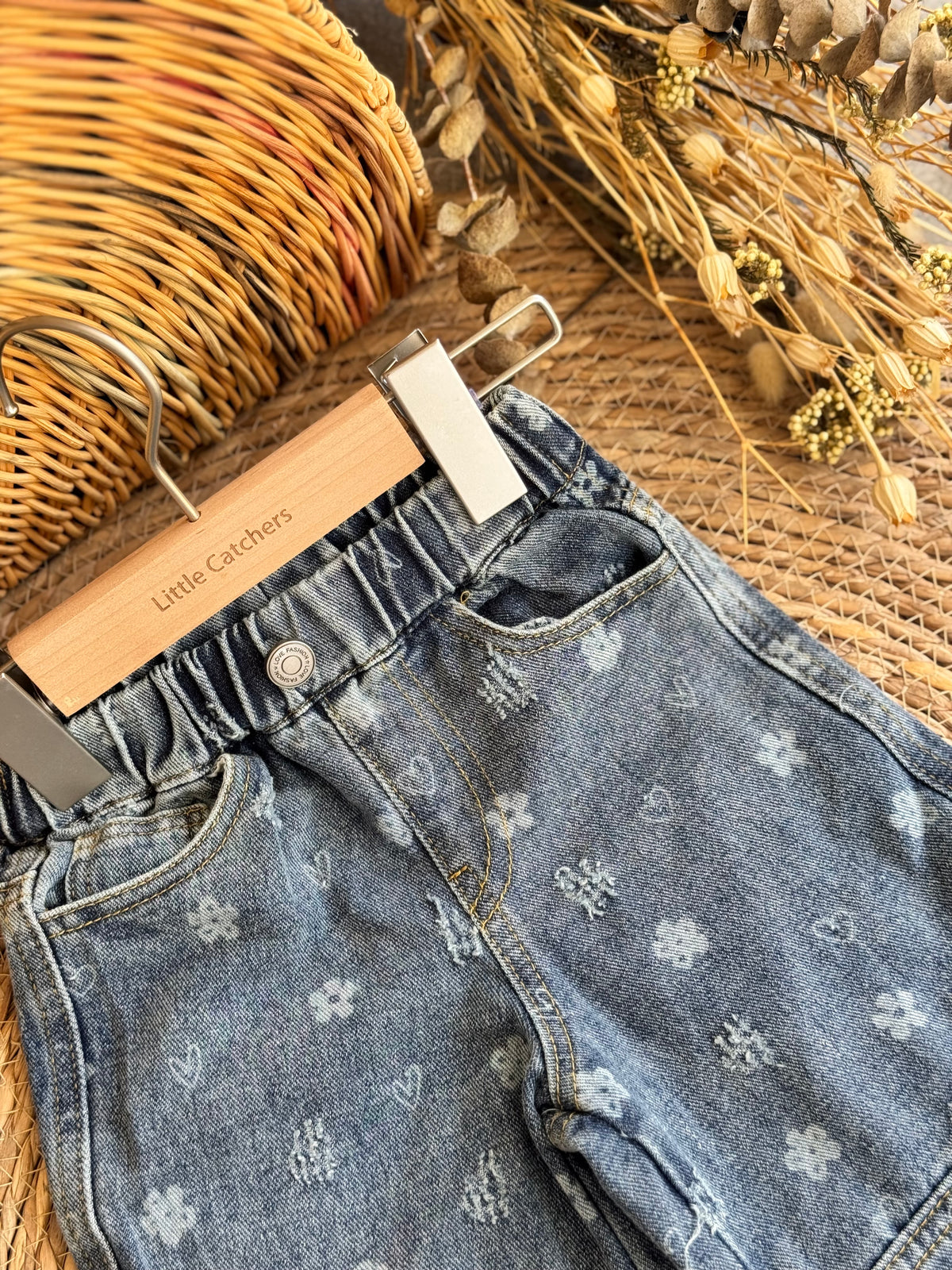 Floral Denim Pants