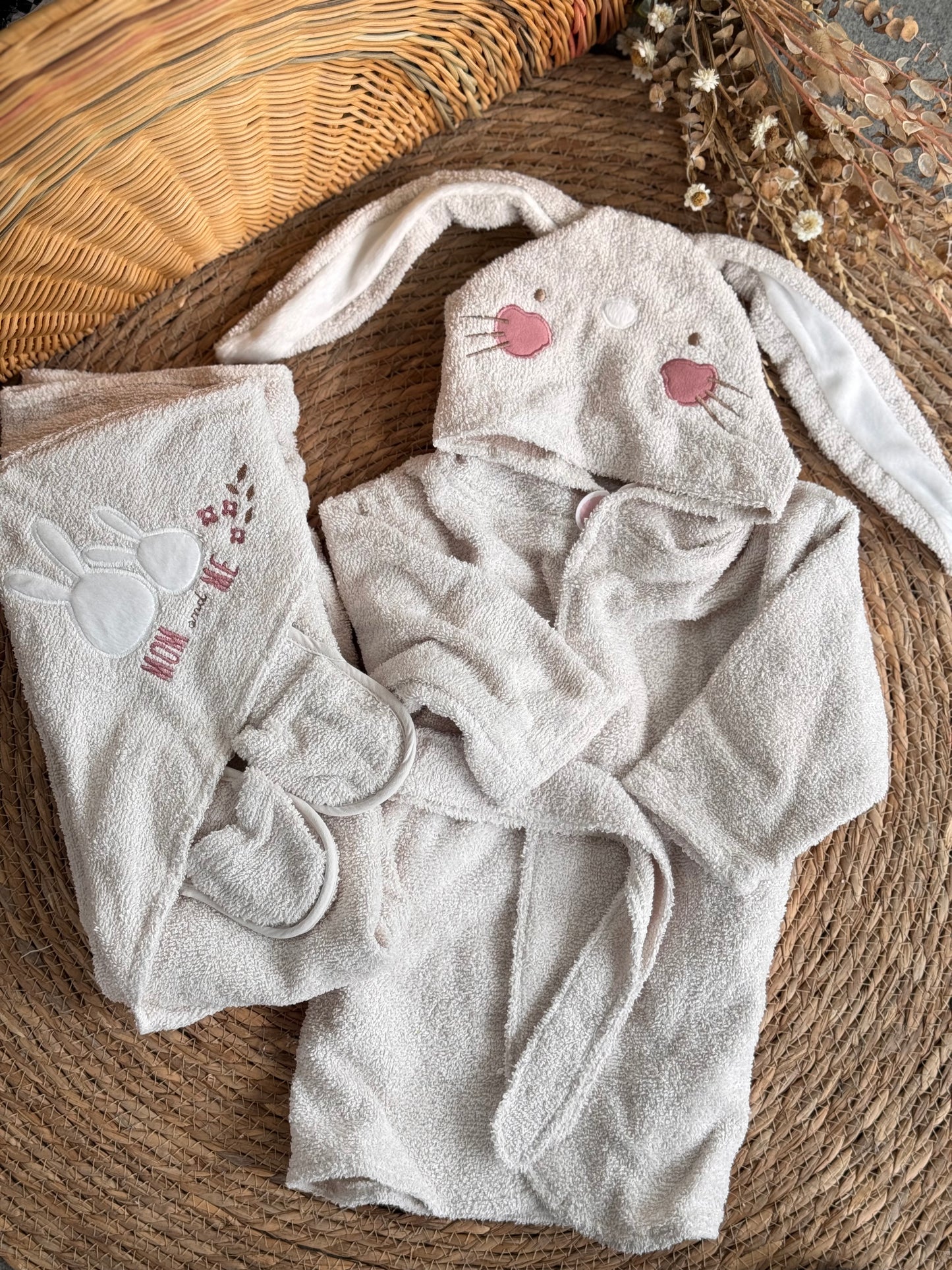 Snuggle Bunny Baby Bath Set-Grey