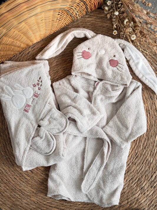 Snuggle Bunny Baby Bath Set-Grey
