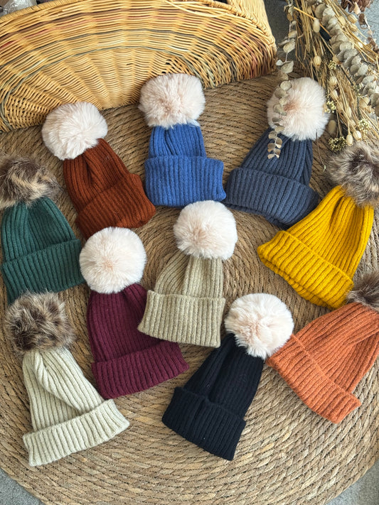 Pom-pom Knit Beanie