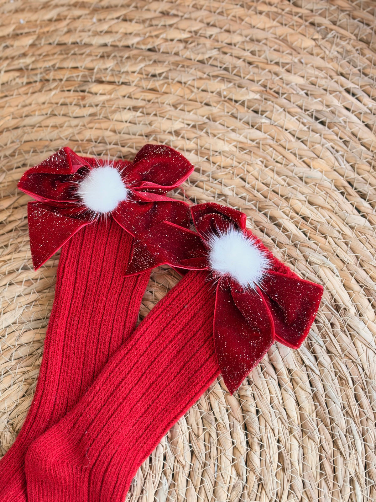 Christmas Bow Knee-High Socks